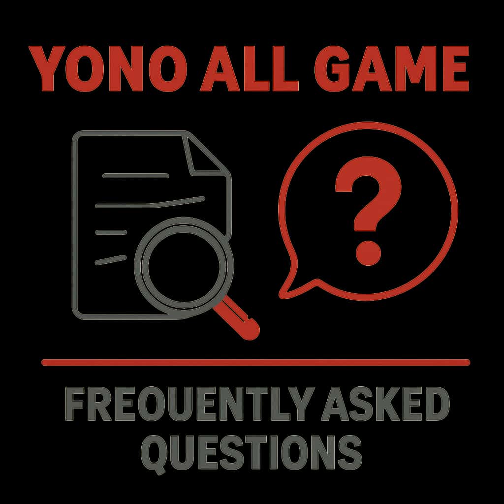 An educational illustration detailing Yono All Game FAQs.
